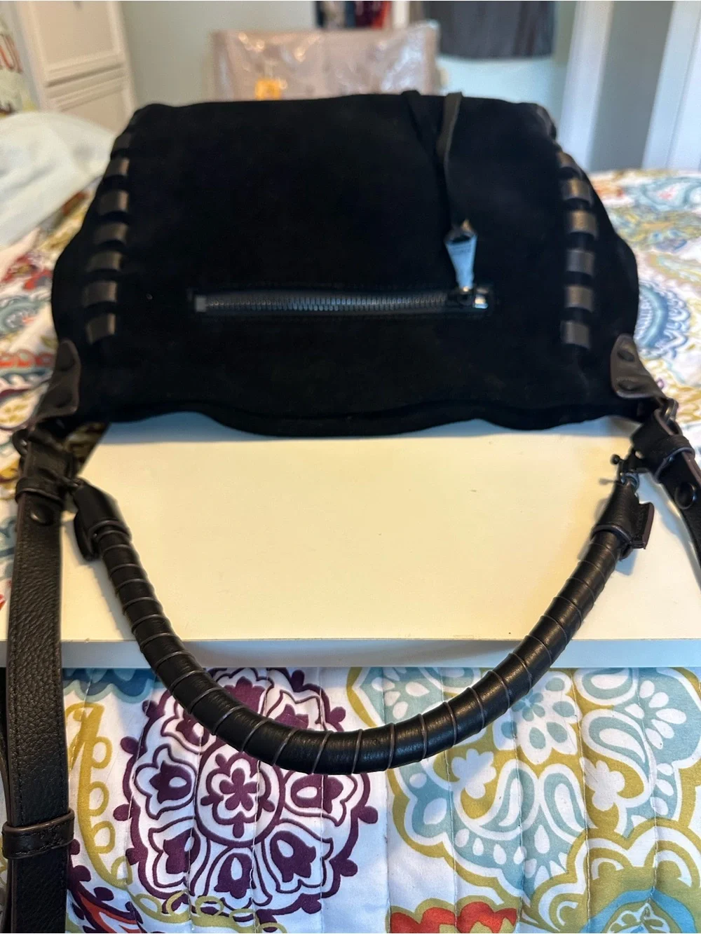 Aimee Kestenberg Zen Hobo Black Suede & Leather Handbag